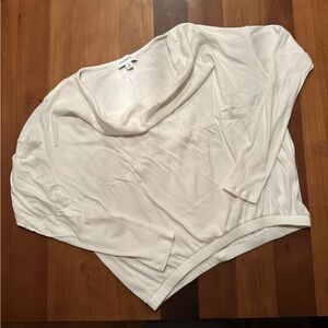 Everlane Draped Neck White Ribbed Top